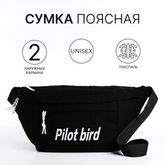 Сумка на одно плечо на молнии, 2 наружных кармана, цвет черный NO Brand
