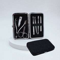 Набор маникюрный, 7 предметов, в футляре, цвет черный Queen Fair