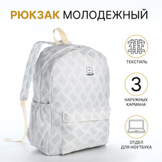 Рюкзак школьный из текстиля на молнии, 3 кармана, цвет серый NO Brand