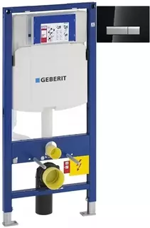 Инсталляция для унитаза Geberit Duofix Sigma 40 111.300.00.5 + 111.815.00.1 + 115.600.SJ.1 с кнопкой смыва, черный/матовый алюминий