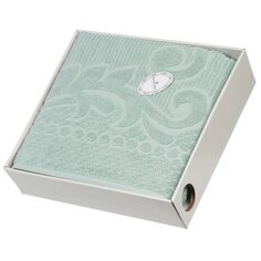 Плед 1.5-спальный, 160х220 см, подарочная коробка, жаккард, 100% хлопок, Karteks, Medallion 16, бирюзовый