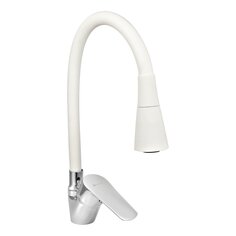 Смеситель для кухни, Juguni, гибкий излив, с картриджем, белый, 0402.147