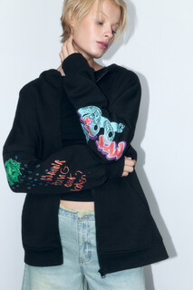 толстовка женская Худи-зипка oversize с принтом и надписями Befree