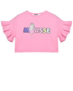 Футболка с рюшами, принт мороженое с единорогом Mousse kids