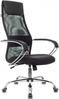 Кресло офисное Бюрократ CH-607SL руководителя черное TW-01 Neo Black сетка/ткань с подголов. крестов. металл хром