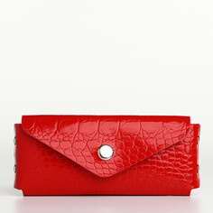 Ключница, 15*1*6см, textura, на кнопке, кольцо, алый 63 кайман