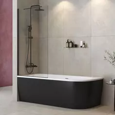 Шторка на ванну Cezares Liberta LIBERTA-V-1-TB-90/155-C-NERO 90 см, профиль черный матовый, стекло прозрачное