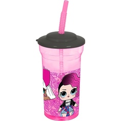 STOR Стакан пластиковый с соломинкой и крышкой 460 мл LOL