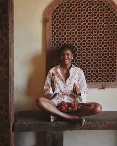 Рубашка из принтованного хлопка молочного цвета