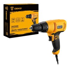 Дрель-шуруповерт сетевая Deko, DKD500, быстрозажимной патрон, 10 мм, 500 Вт, с реверсом, 1 скорость ДЕКО