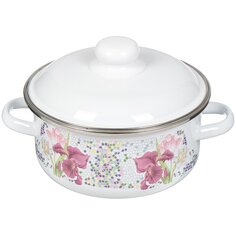 Кастрюля эмалированная сталь, 2 л, с крышкой, крышка сталь, СтальЭмаль, Мозаика белоснежная, 1RB181M, индукция