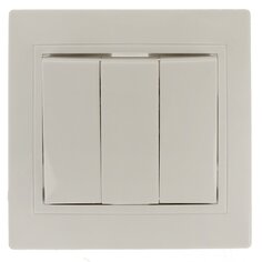 Выключатель скрытой установки, трехклавишный, без заземления, 10 А, керамика, слоновая кость, TDM Electric, Таймыр, SQ1814-0103