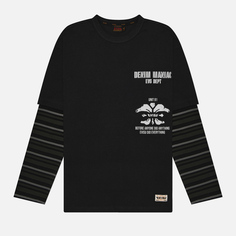 Мужской лонгслив Evisu Kamon & Evisu Print Double Sleeves, цвет чёрный