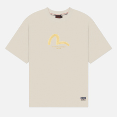 Мужская футболка Evisu Seagull Golden Print & Koinobori Print, цвет бежевый