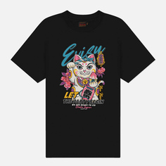 Женская футболка Evisu Logo & Fortune Cat Printed Boyfriend, цвет чёрный