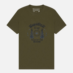 Мужская футболка maharishi x Tashi Mannox Dragon Anniversary, цвет оливковый