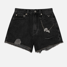 Женские шорты Evisu Kamon All Over Daicock Denim, цвет чёрный