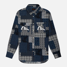 Мужская рубашка Evisu Dermatoglyphic Block All Over Print & Seagull Print, цвет синий