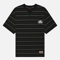 Мужская футболка Evisu Multi Badges & Daicock Stripe, цвет чёрный