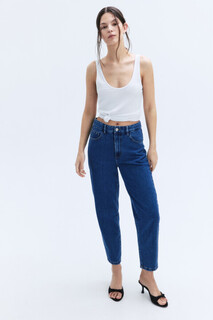 брюки джинсовые женские Джинсы mom fit укороченные с высокой посадкой Befree