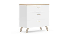 Комод 3 ящика Helmi, Гикори кингстон,Белый блеск Home