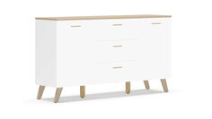 Тумба 2 двери и 3 ящика Helmi, Гикори кингстон,Белый блеск Home