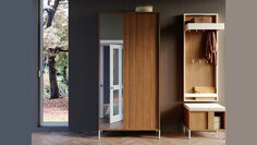 Шкаф двухдверный с зеркалом Trendy, цвет Орех Линкольн , Кашемир Home
