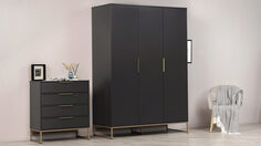Шкаф трехдверный Amur, цвет Черный графит Home