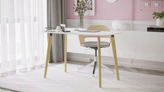 Стол рабочий Line Quadro, цвет белый,дуб янтарный Home
