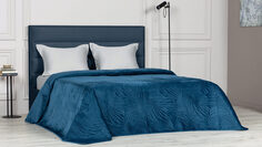 Покрывало стеганое Velvet Edition (листья), цвет Синий Капри Home