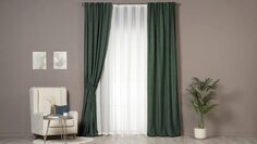 Портьера Askona Home Linen 140 300 зеленый сад