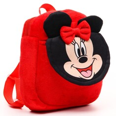 Рюкзак плюшевый, на молнии, с карманом, 19х22 см, минни маус Disney
