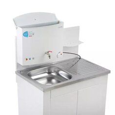 Умывальник металл, с водонагревателем, с мойкой, нерж сталь, Акватекс ДУЭТ, 17 л, бел