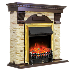 Камины электрические каминокомплект ROYAL FLAME DUBLIN+Fobos FX Brass, темный дуб