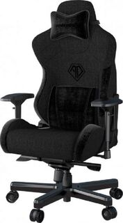 Кресло игровое Anda Seat T-Pro 2 текстиль, до 200 кг, алюминиевая крестовина, механизм качания, поясничный упор, черное