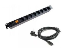 Блок розеток QTECH QS-PDU-1U-32А-8С19-2MN 1U для подключения ИБП, 8 розеток C19, 2Р32А, шнур 2 метра