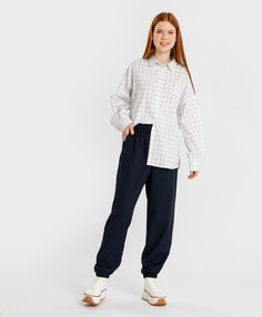 Брюки джоггеры из костюмной ткани синие Button Blue (122)