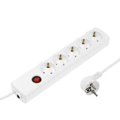 Сетевой фильтр luazon lighting, 5 розеток, 3 м, 3500 вт, 3х1 мм2, 16 a, 220 в, c предохранителем, белый