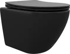 Унитаз подвесной Cerutti Spa Ticino Aria CT8918 безободковый, с сиденьем микролифт, черный матовый