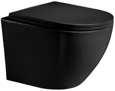 Унитаз подвесной WeltWasser Merzbach 004GL-BL безободковый, торнадо, с сиденьем микролифт, черный глянец