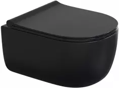 Унитаз подвесной Berges Ego 082125 безободковый, с сиденьем микролифт, черный матовый