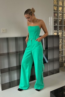 Брюки карго из денима зеленого цвета