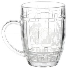 Кружка пивная стекло, 500 мл, В пиве сила, Декостек, 3226/1-Г