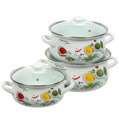 Набор посуды эмалированная сталь, 6 предметов, кастрюли 2, 3, 4 л, Керченский металлургический завод, Куркума-1-Экстра