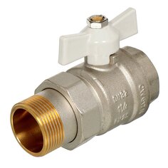 Кран для воды с американкой 1"1/4, прямой, ручка-бабочка, ProFactor