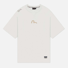 Мужская футболка Evisu Seagull Applique & Daicock & Carp Print, цвет белый