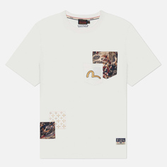 Мужская футболка Evisu Seagull Embroidery & Brocade Pocket, цвет белый
