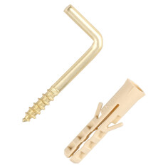 Саморезы, шурупы шуруп-крюк L-образный 4,9х50мм латунир. с дюбелем 2шт ЕВРОПАРТНЕР