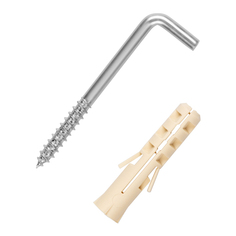 Саморезы, шурупы шуруп-крюк L-образный 4,1х60мм с дюбелем 6шт ЕВРОПАРТНЕР