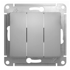 Выключатели встраиваемые выключатель 3-клавишный SCHNEIDER ELECTRIC Glossa, алюминий